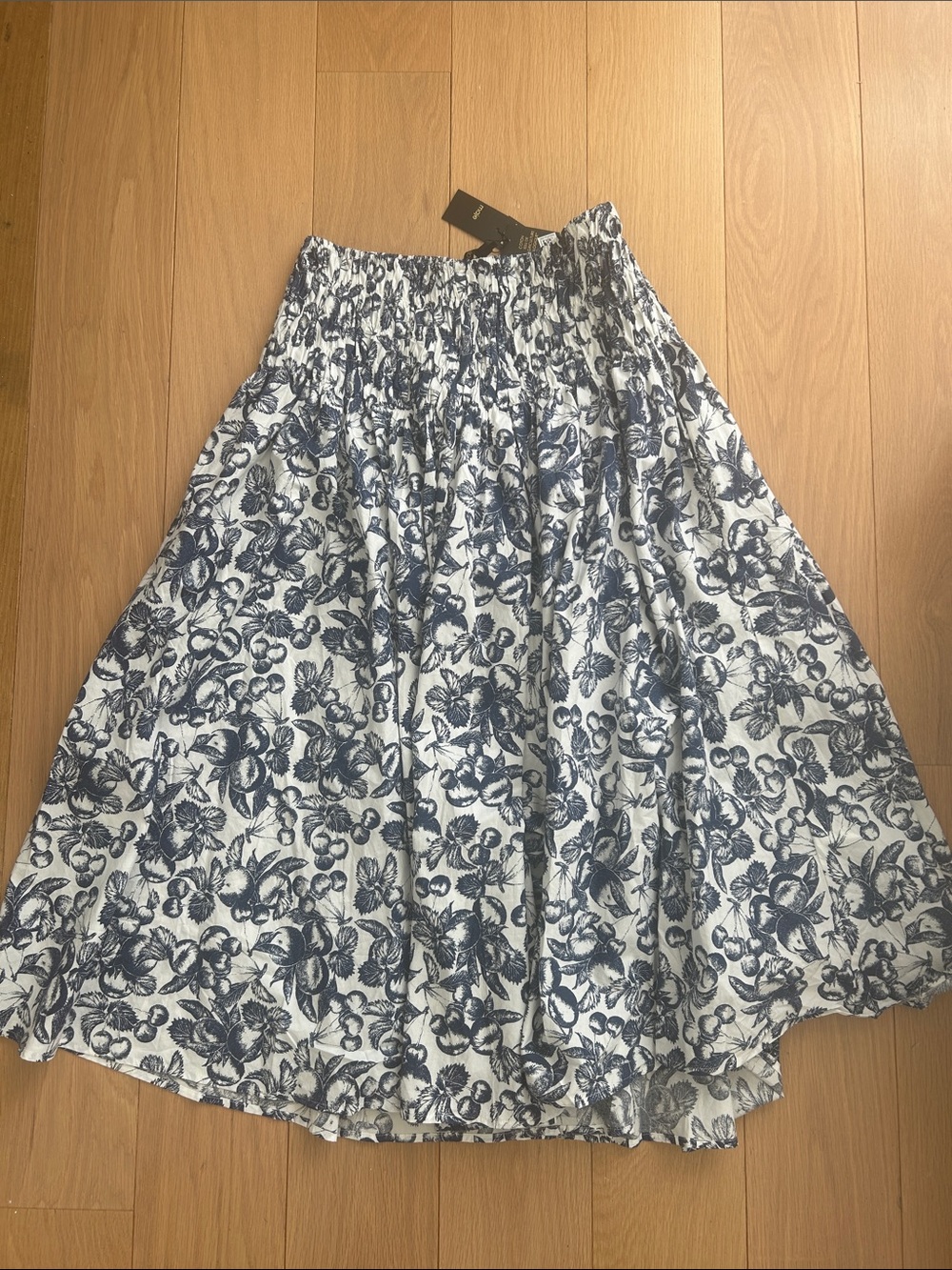 Maje, new with tag skirt in navy and white cherry print in size 36